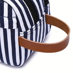 Cosmetic Bag Stripe Large Capacity Pouch Makeup Canvas Bag
