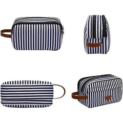 Cosmetic Bag Stripe Large Capacity Pouch Makeup Canvas Bag