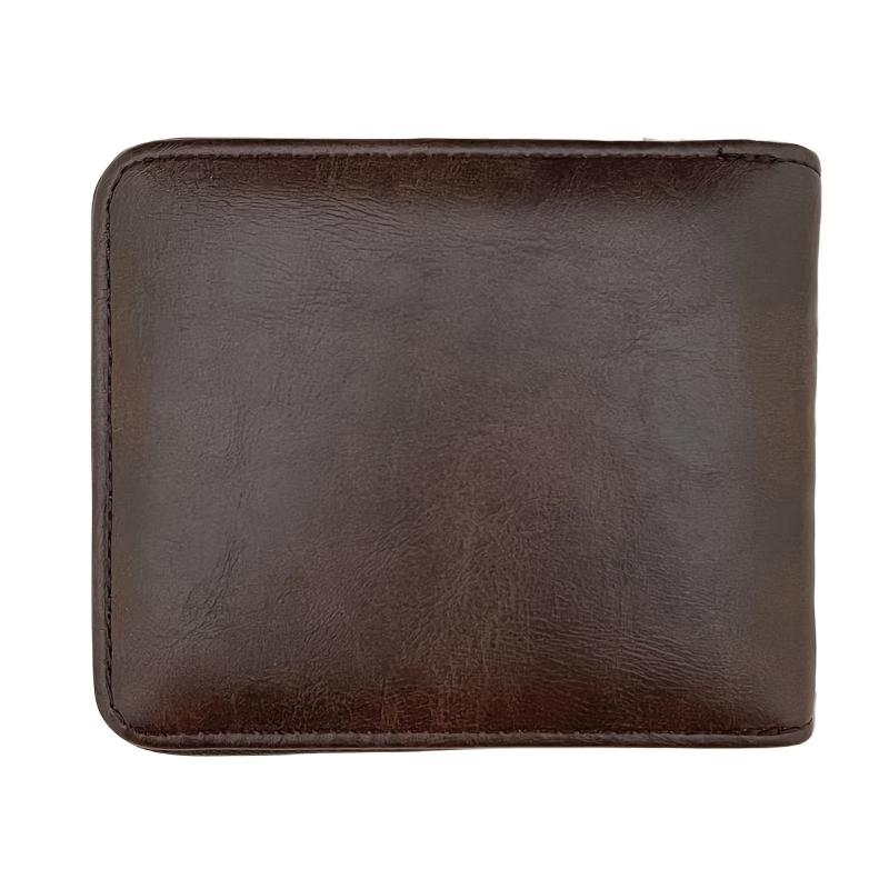 Men's Zipper Card Holder Short Wallet Leather Large Capacity Vintage
