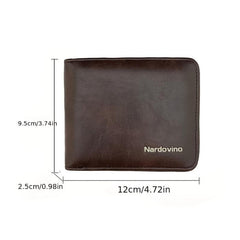Men's Zipper Card Holder Short Wallet Leather Large Capacity Vintage