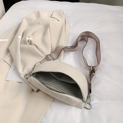 Minimalist Crescent Crossbody Bag Lychee Pattern Zipper Purse