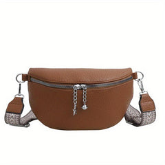 Minimalist Crescent Crossbody Bag Lychee Pattern Zipper Purse
