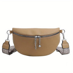 Minimalist Crescent Crossbody Bag Lychee Pattern Zipper Purse