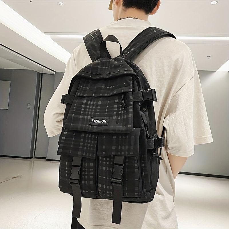 Solid Backpack Men's Large Capacity Travel Backpack