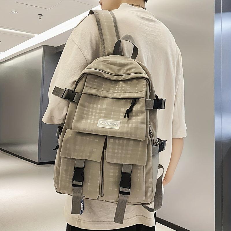 Solid Backpack Men's Large Capacity Travel Backpack