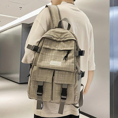 Solid Backpack Men's Large Capacity Travel Backpack