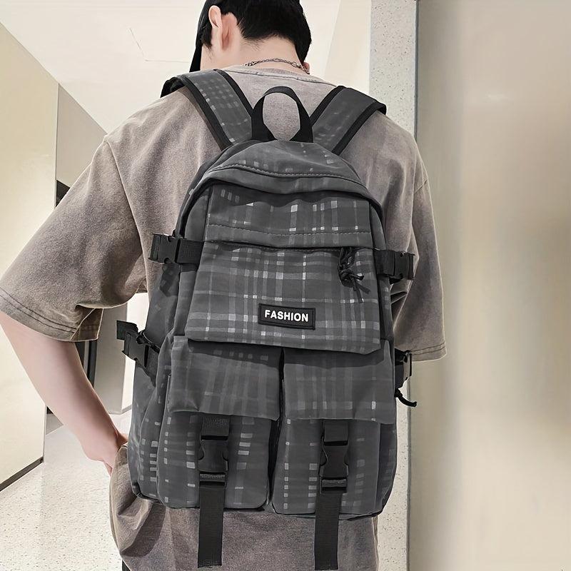 Solid Backpack Men's Large Capacity Travel Backpack