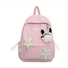 Large Capacity Star Pattern Backpack with Puppy Pendant