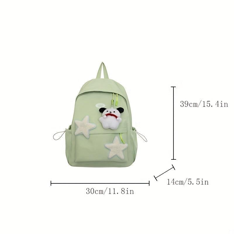 Large Capacity Star Pattern Backpack with Puppy Pendant