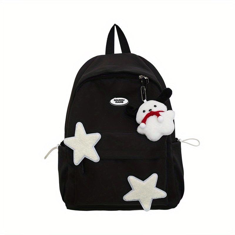 Large Capacity Star Pattern Backpack with Puppy Pendant