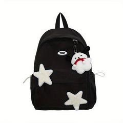 Large Capacity Star Pattern Backpack with Puppy Pendant