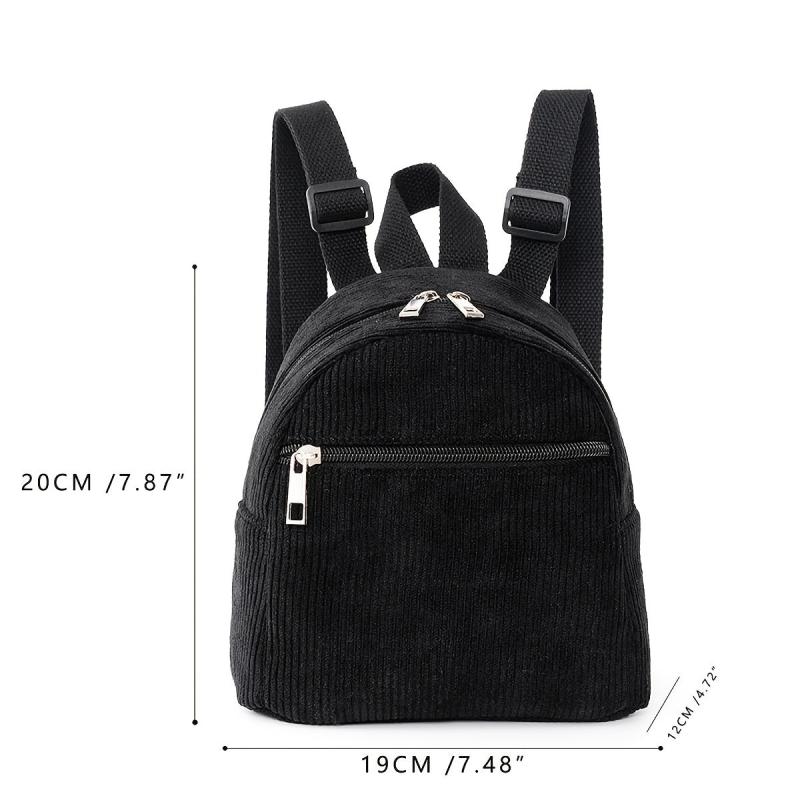 Mini Corduroy Bag Solid Backpack Women's Backpack Adjustable Strap