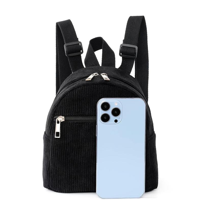 Mini Corduroy Bag Solid Backpack Women's Backpack Adjustable Strap