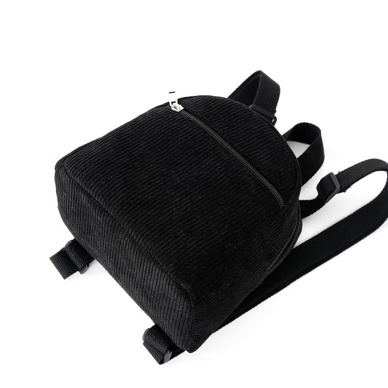 Mini Corduroy Bag Solid Backpack Women's Backpack Adjustable Strap
