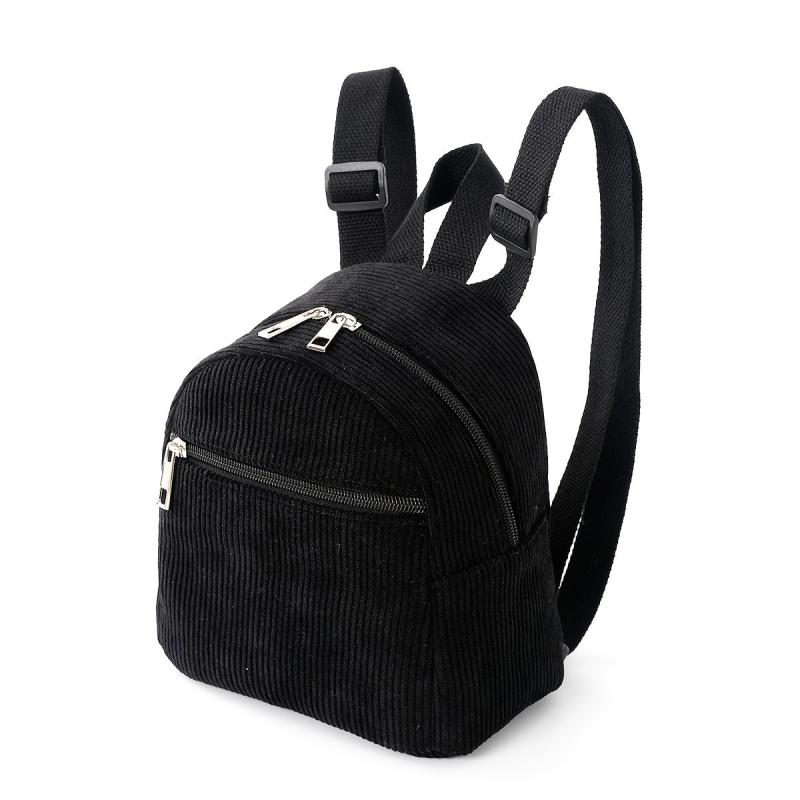 Mini Corduroy Bag Solid Backpack Women's Backpack Adjustable Strap