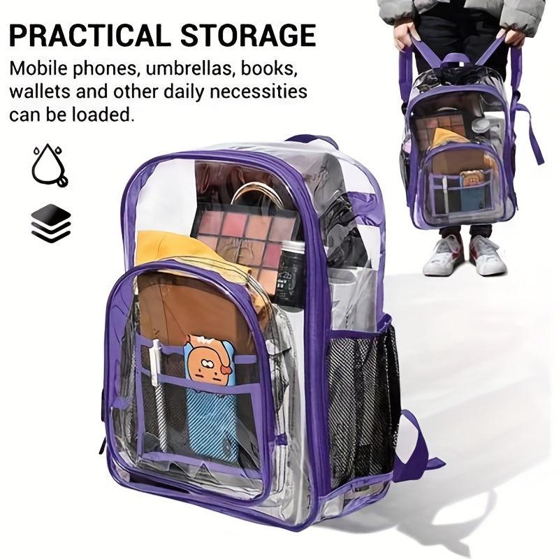 Large Capacity Transparent PVC Backpack with Small Bag and Handbag