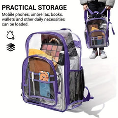 Large Capacity Transparent PVC Backpack with Small Bag and Handbag