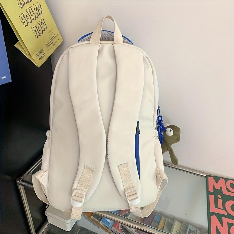 Contrast Backpack With Flog Pendant for Girls