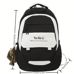 Contrast Backpack With Flog Pendant for Girls