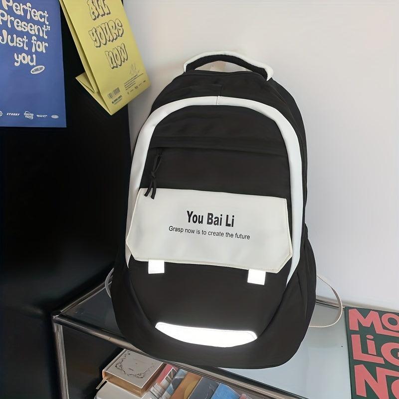 Contrast Backpack With Flog Pendant for Girls