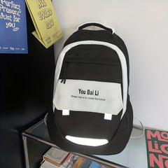 Contrast Backpack With Flog Pendant for Girls