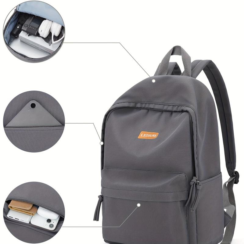 Solid Schoolbag Men Women College Student Junior High School Student Backpack