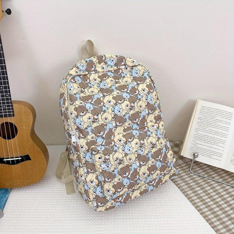 Bear Pattern Backpack for Travel Students Large Capacity Bag