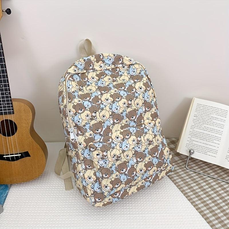Bear Pattern Backpack for Travel Students Large Capacity Bag