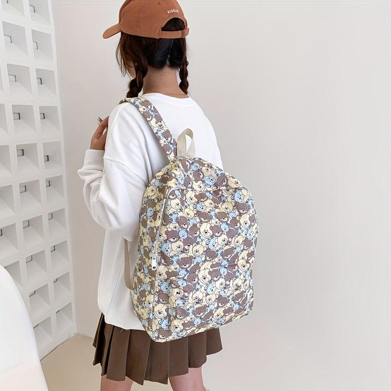Bear Pattern Backpack for Travel Students Large Capacity Bag