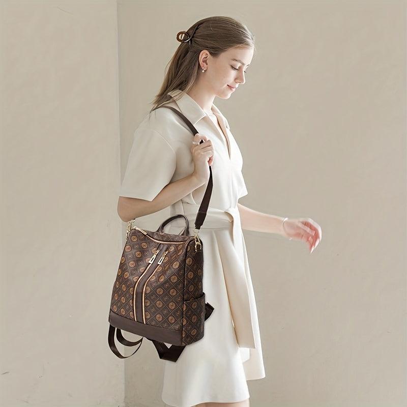 Plaid Print Backpack Large Capacity Multifunctional Backpack Sling Bag