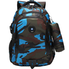 Kids Camouflage School Backpack Yellow Large Capacity Light Weight Travel Bag