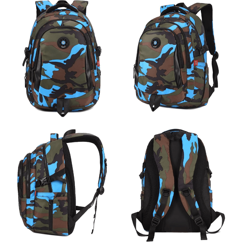 Kids Camouflage School Backpack Yellow Large Capacity Light Weight Travel Bag