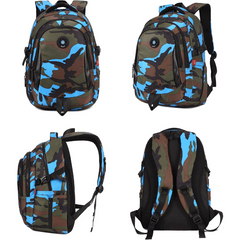 Kids Camouflage School Backpack Yellow Large Capacity Light Weight Travel Bag