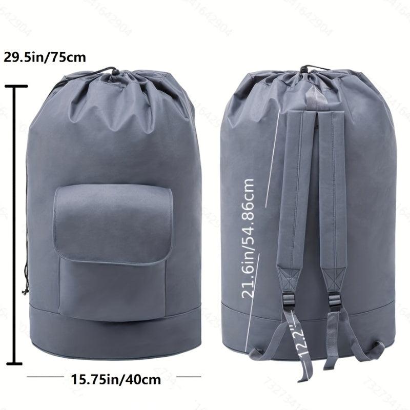Grey Backpack Drawstring Bag Laundry Bag For Students Travel