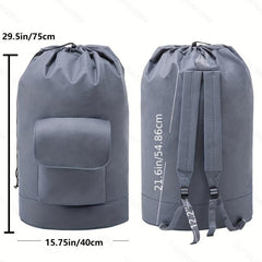 Grey Backpack Drawstring Bag Laundry Bag For Students Travel
