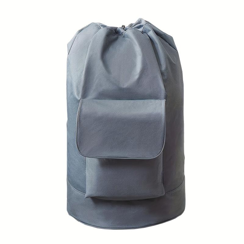 Grey Backpack Drawstring Bag Laundry Bag For Students Travel