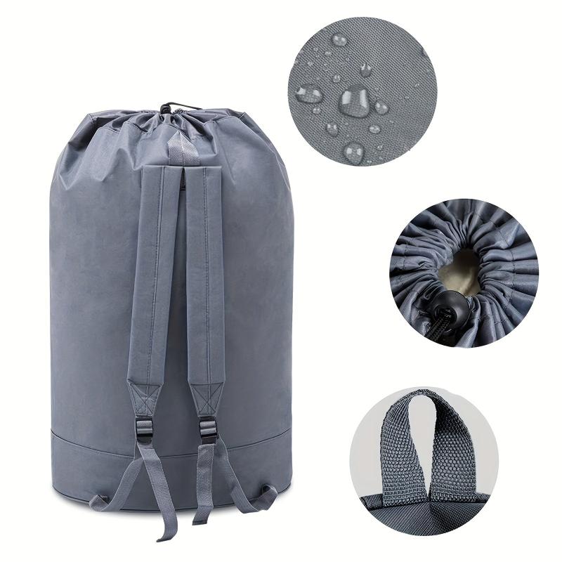 Grey Backpack Drawstring Bag Laundry Bag For Students Travel