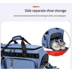 Cyan Backpack Travel Bag Large Capacity with Shoe Storage