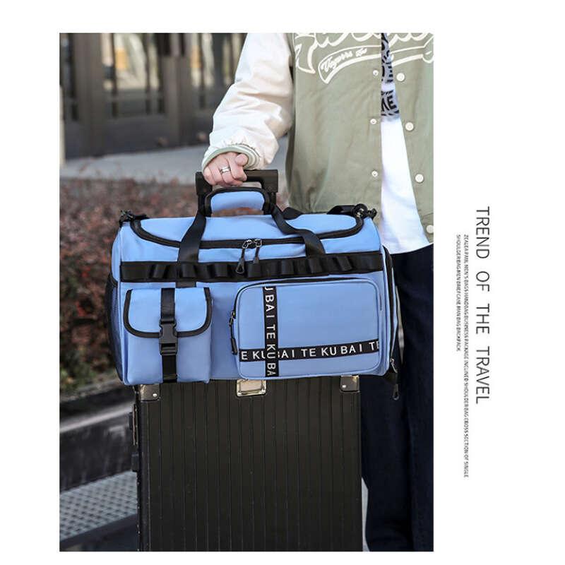 Cyan Backpack Travel Bag Large Capacity with Shoe Storage