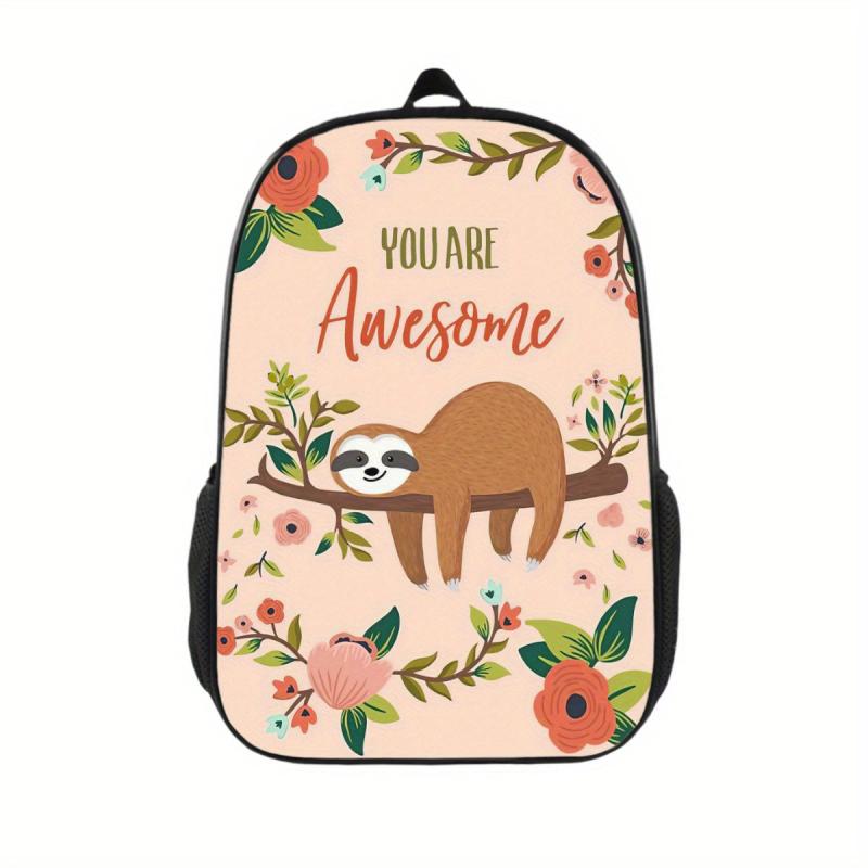 Cartoon Print Backpack Lightweight School Bag For Teens Boys Girls