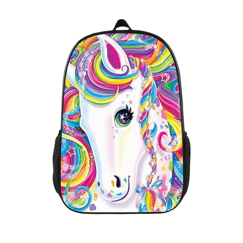Cartoon Print Backpack Lightweight School Bag For Teens Boys Girls
