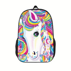 Cartoon Print Backpack Lightweight School Bag For Teens Boys Girls