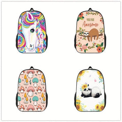 Cartoon Print Backpack Lightweight School Bag For Teens Boys Girls