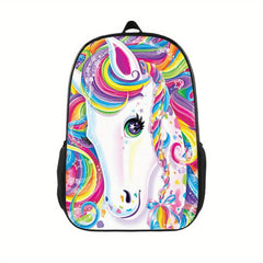 Cartoon Print Backpack Lightweight School Bag For Teens Boys Girls