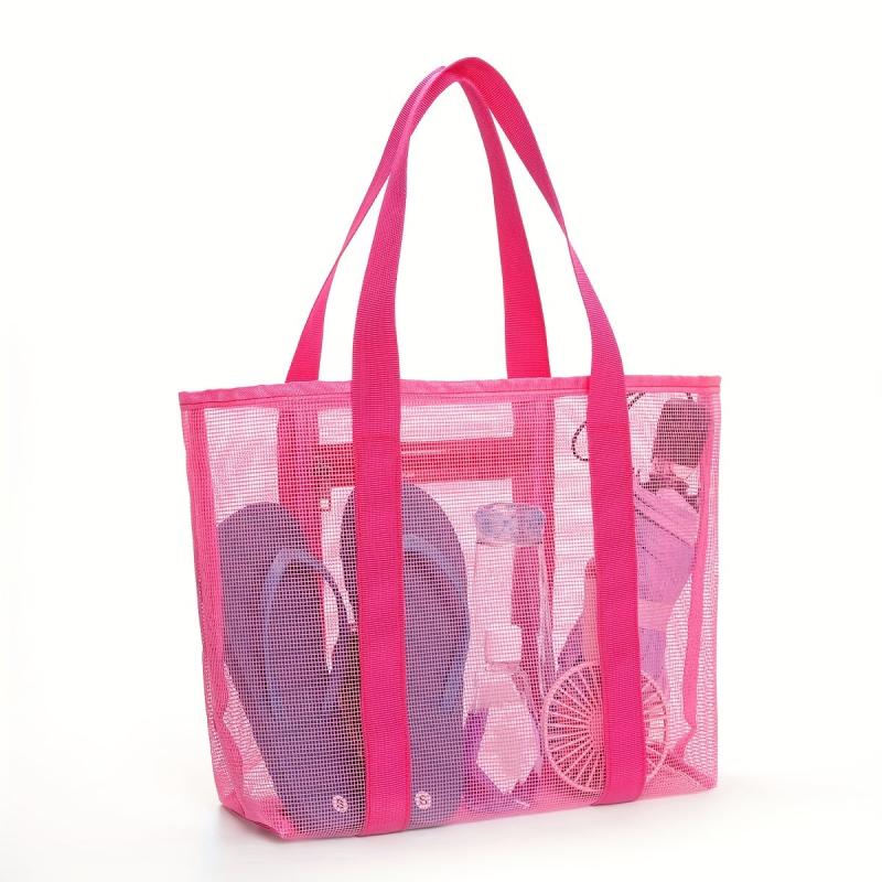 Large Capacity Mesh Clear Beach Bag Summer Beach Organizer Lightweight