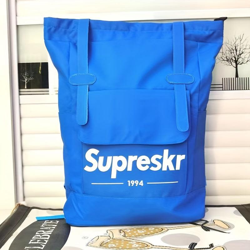 Superskr Pattern Drawstring Backpack Solid Outdoor Travel Bag
