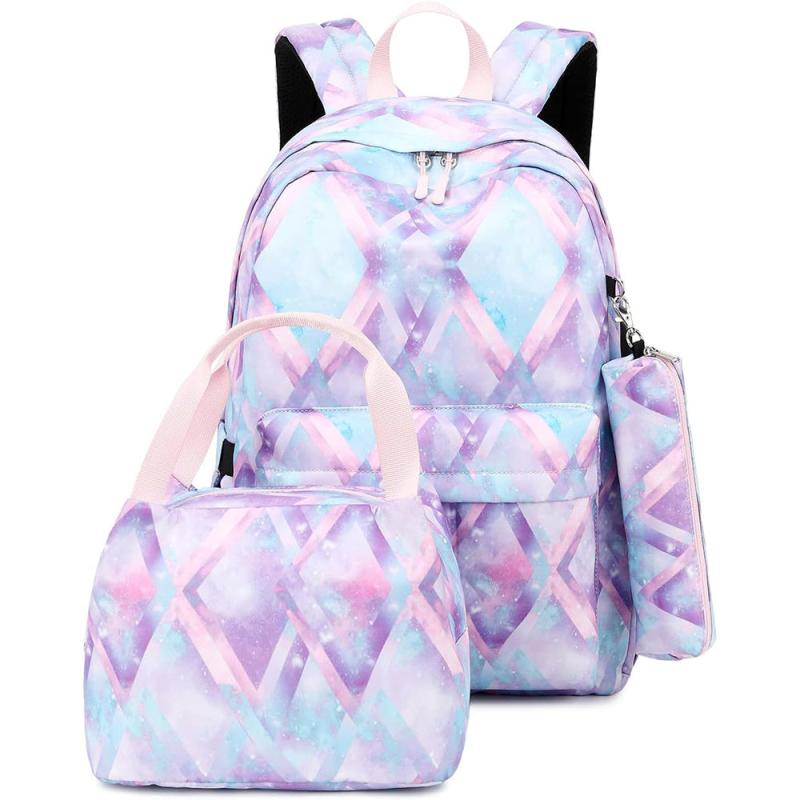 Colorful Printed Backpack, Lunch Bag, Pen Bag Set for Teenagers
