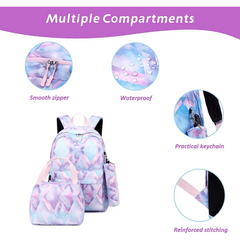 Colorful Printed Backpack, Lunch Bag, Pen Bag Set for Teenagers