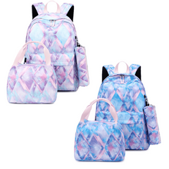 Colorful Printed Backpack, Lunch Bag, Pen Bag Set for Teenagers