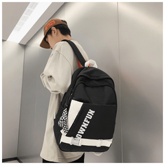 Letter Pattern Backpack Casual Travel Bag Preppy Style Backpack